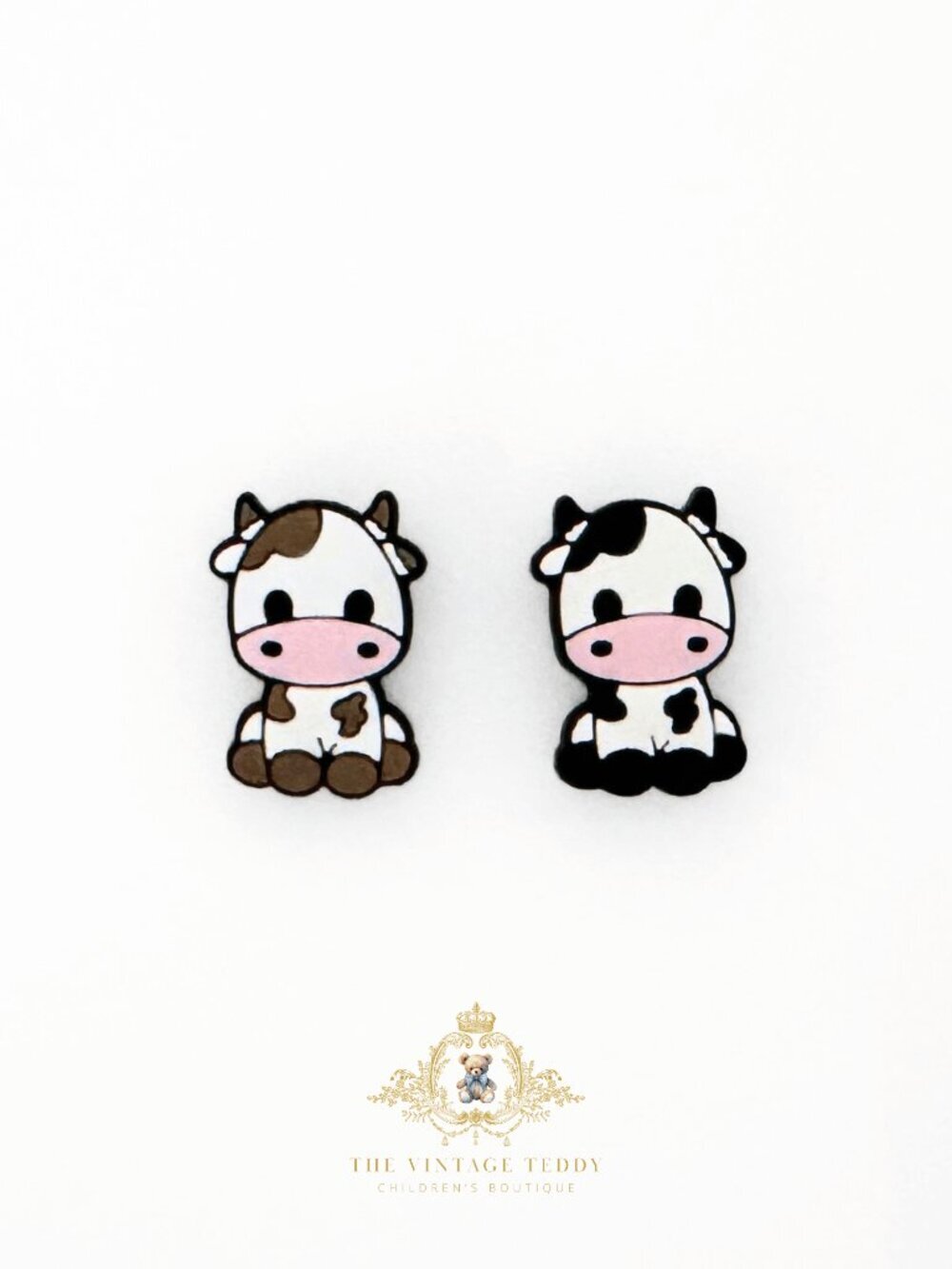 Cute Kids Shoes Charms for Crocs Style Clogs Little Girls & Boys Cows Set of 2